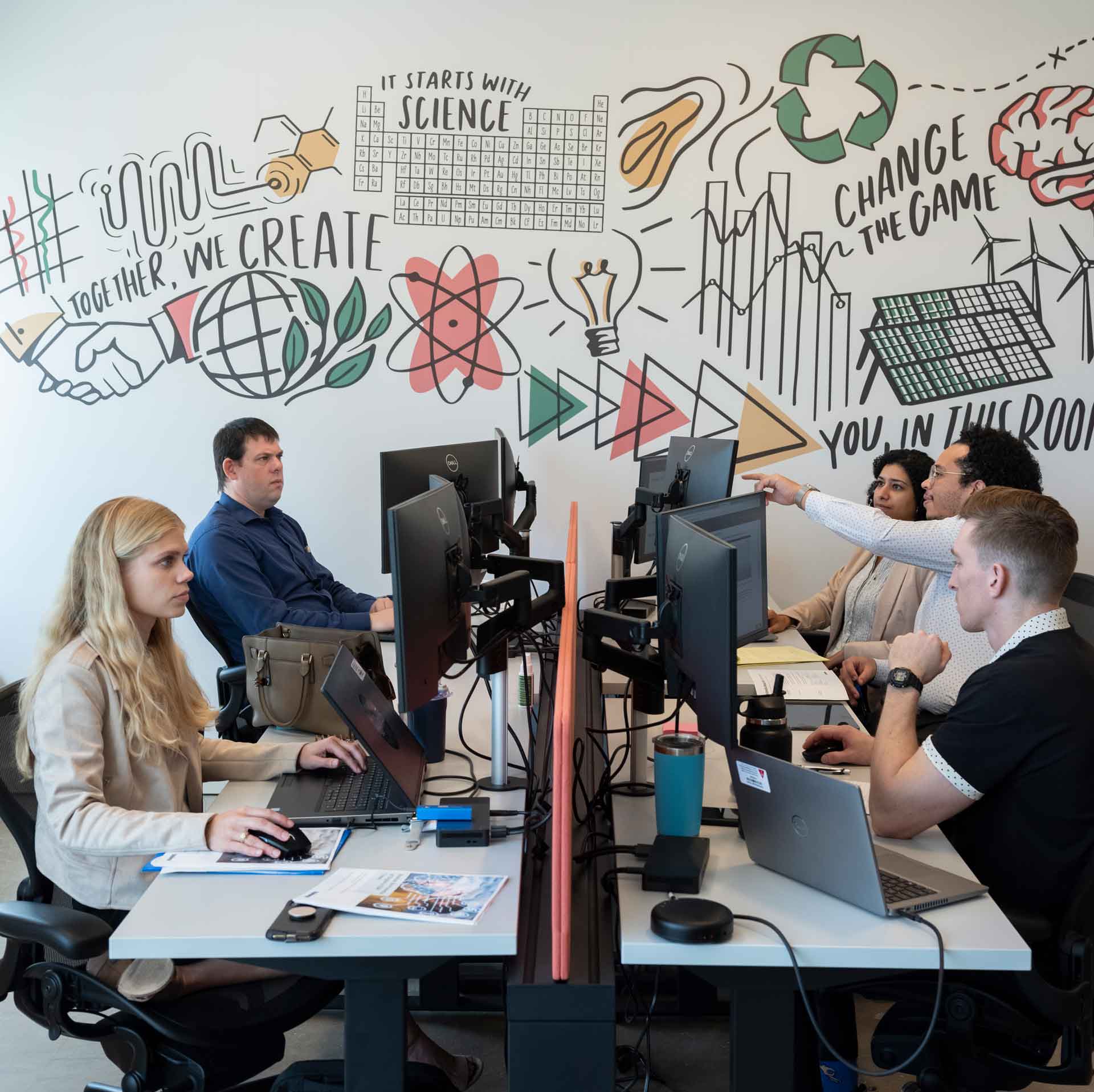 A team working in a fun office environment