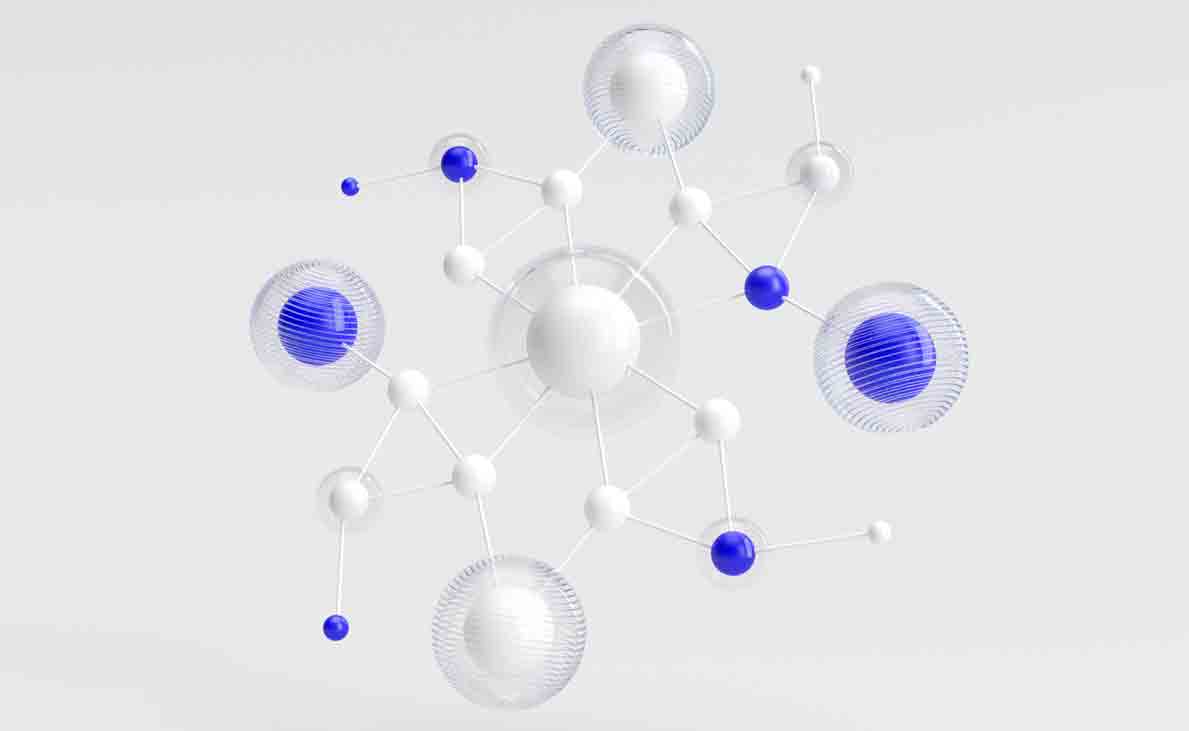 3D render of cluster of interrelated nodes