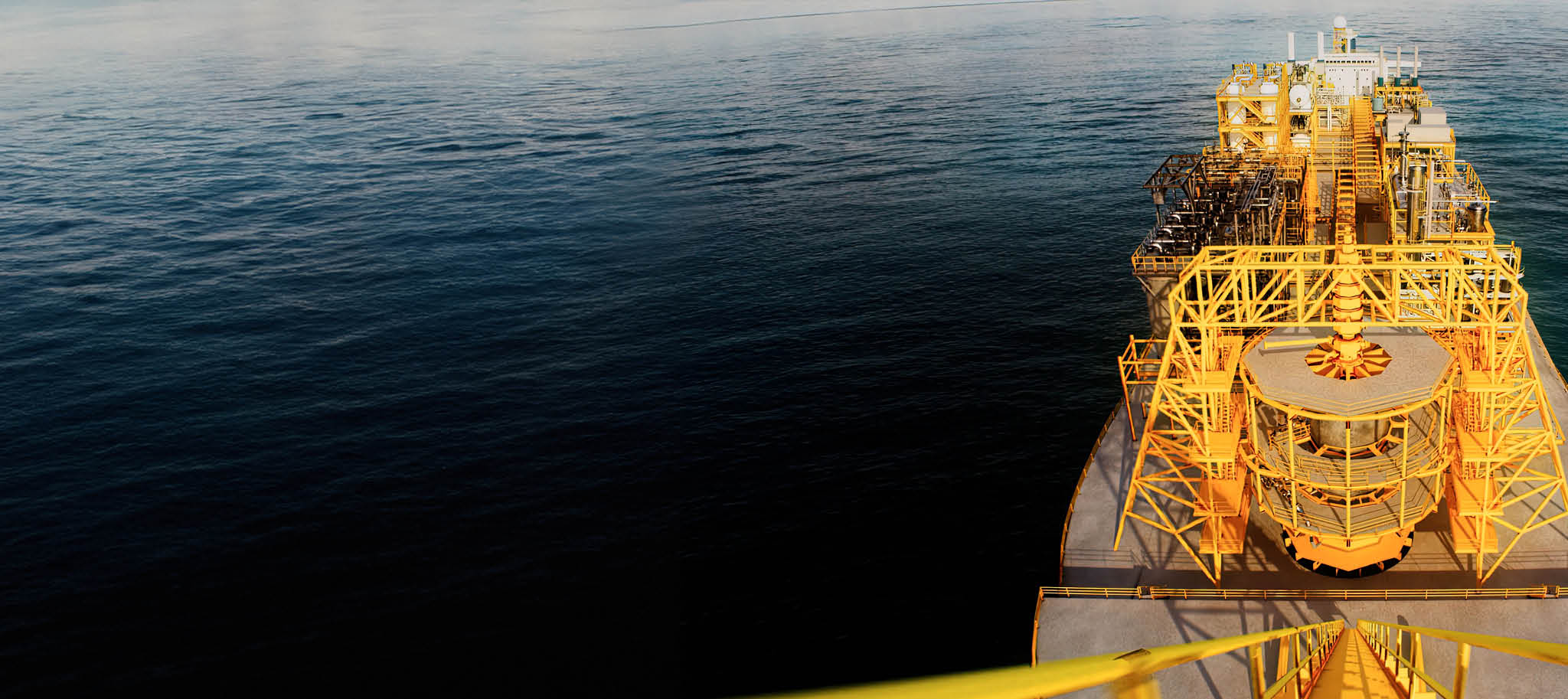 Yellow ship in the water