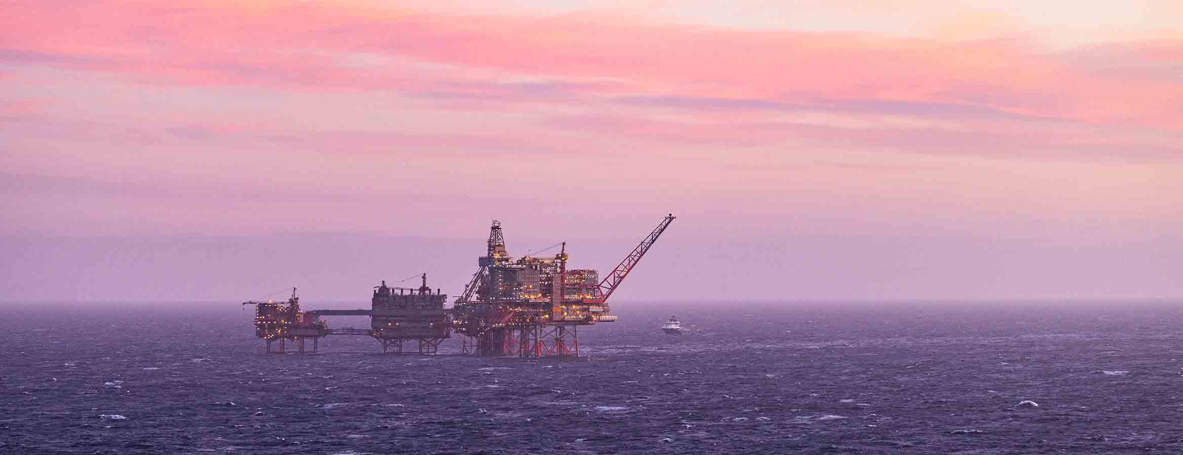 Photo of an offshore oil platform in the North Sea.