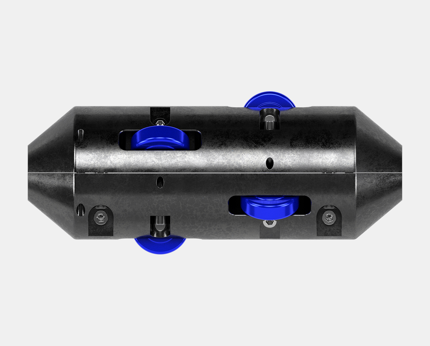 3D illustration of the Peak Family clamp-on roller centralizer.