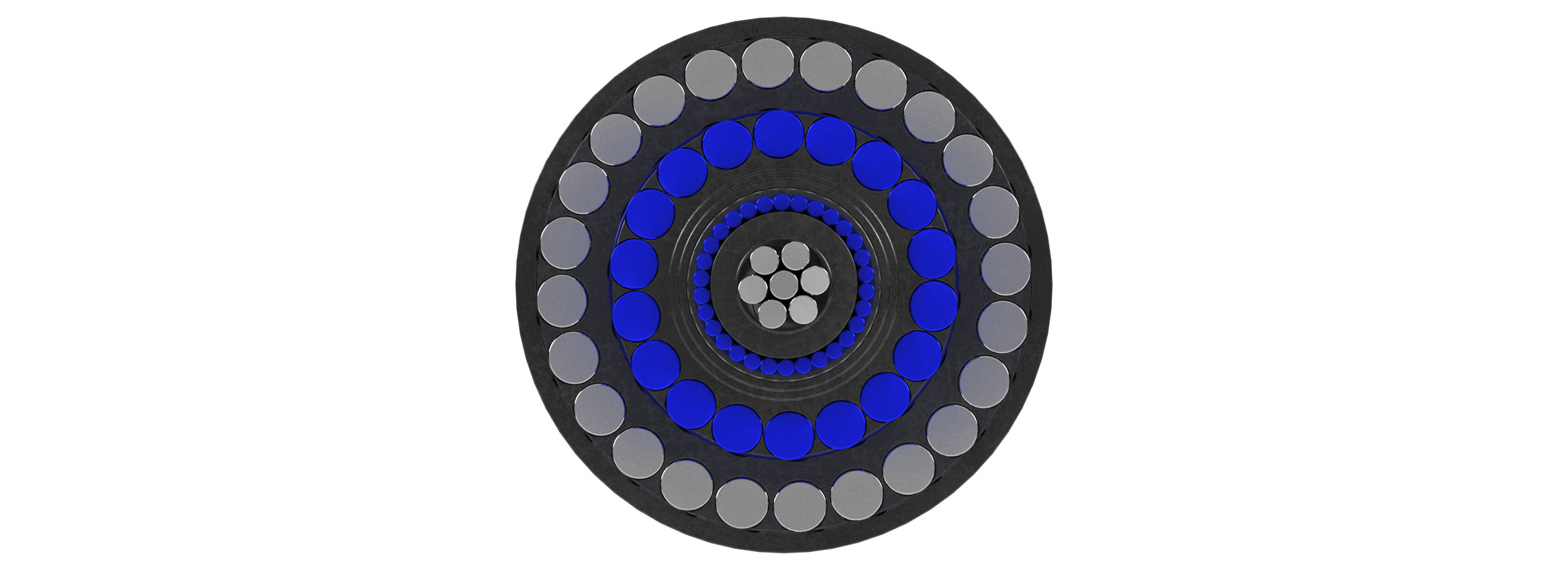 Model of the StreamLINE polymer-locked wireline cable cross section.