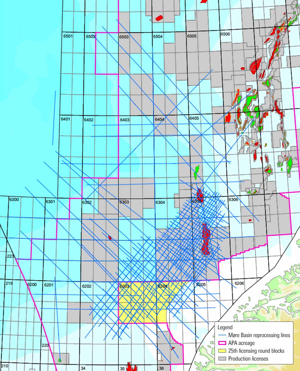 Image showing multiclient reprocessing area of Norwegian Sea’s Møre Basin