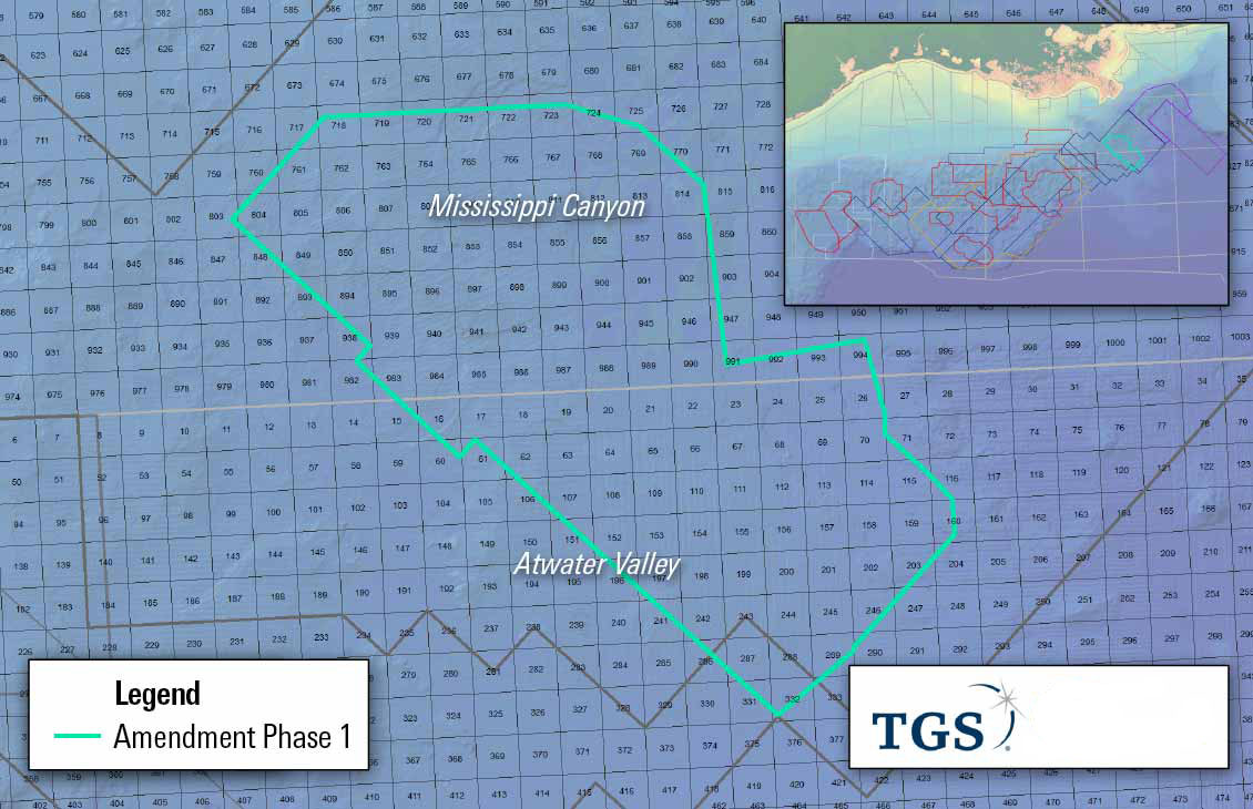 Image showing acquisition area of Amendment Phase 1 project in US Gulf of Mexico.