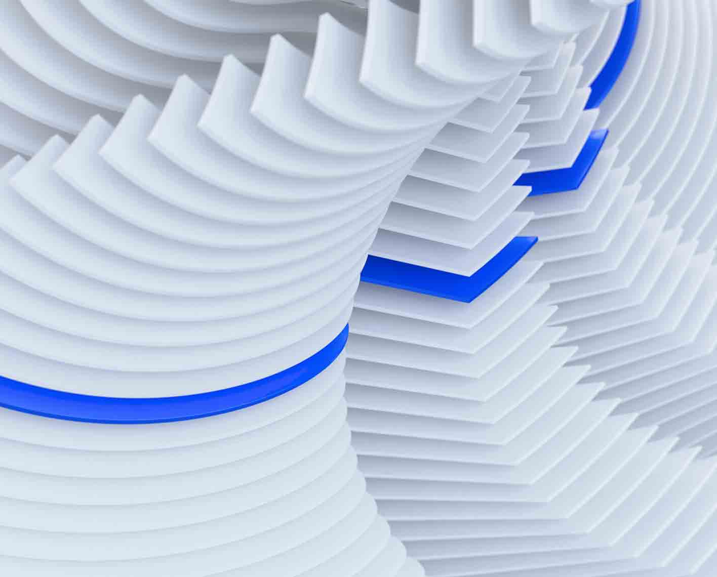 Abstract jagged white shapes with interconnecting blue lines