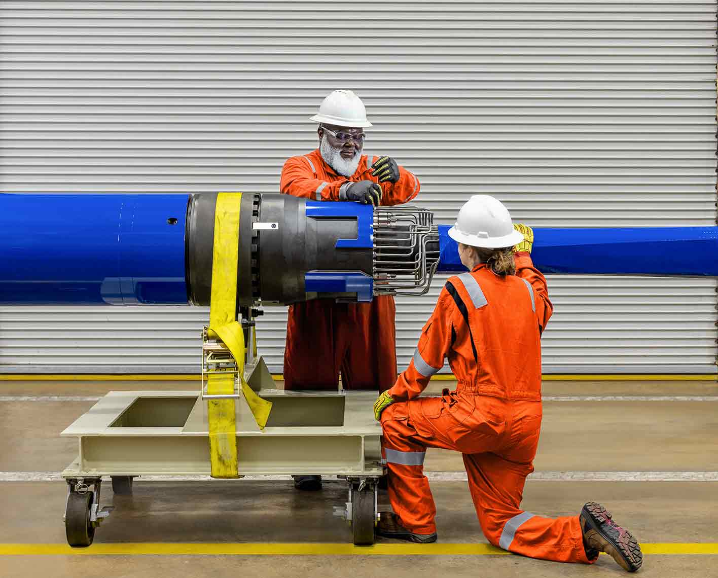 Subsea operators inspecting equipment